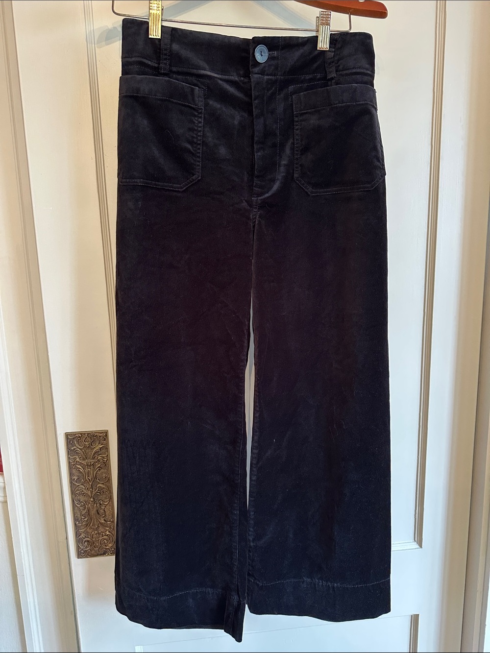 Maeve Colette Velvet High-Rise Wide-Leg Cropped Pants